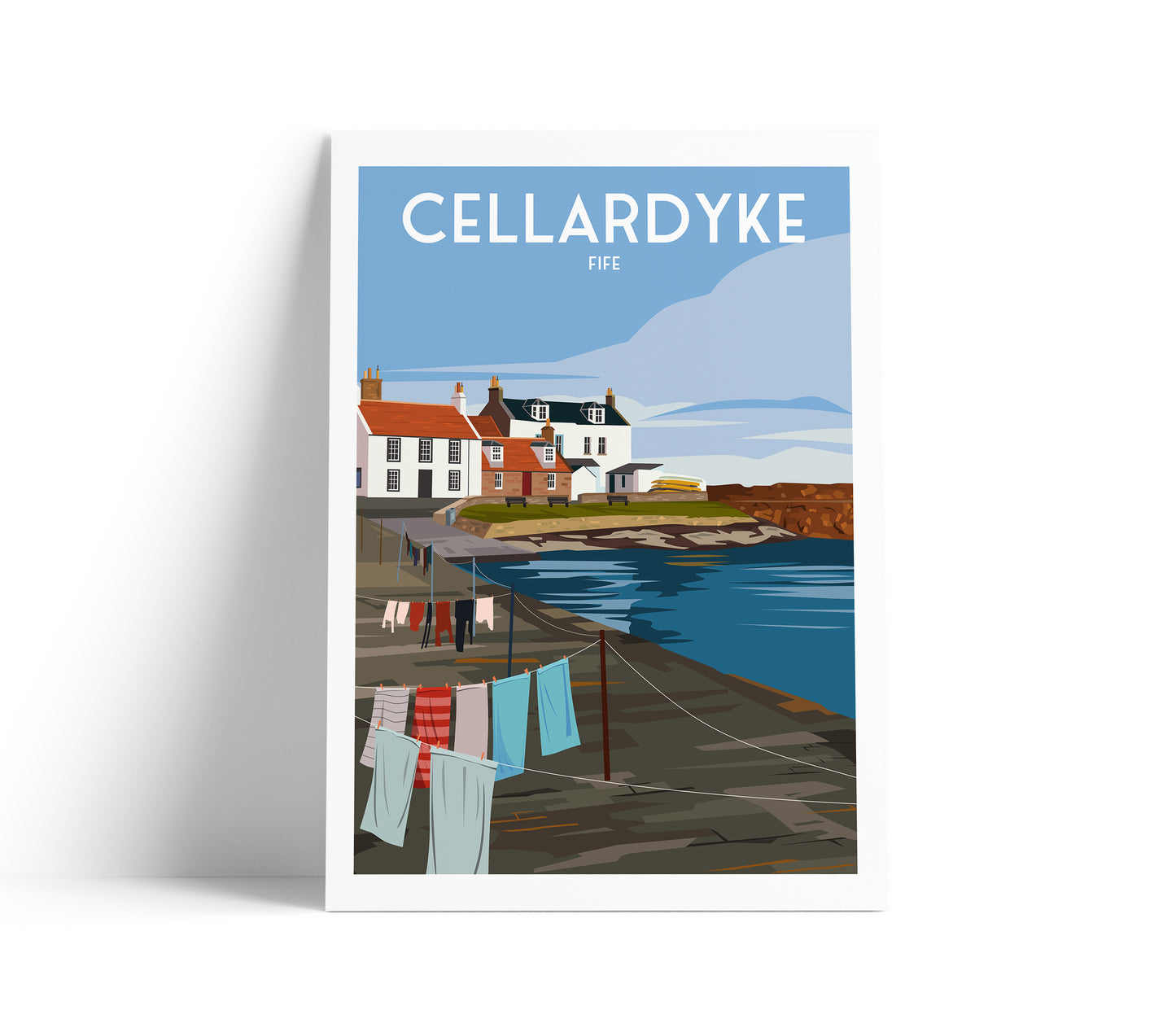 Cellardyke Print, Clothes Hanging at the Harbour, Fife Travel Poster, Fife East Neuk Wall Art, Scottish Gift