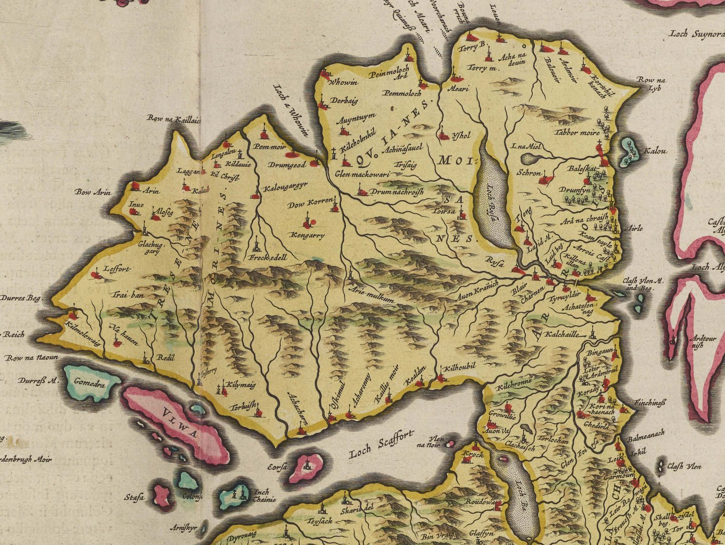 Old Isle of Mull Map | Mvla Insvla | Old Antique Map | 1665 | Blaeu Map | Tobermory, Kilchoan, Kintyre, Craignure, Calgary, Salen