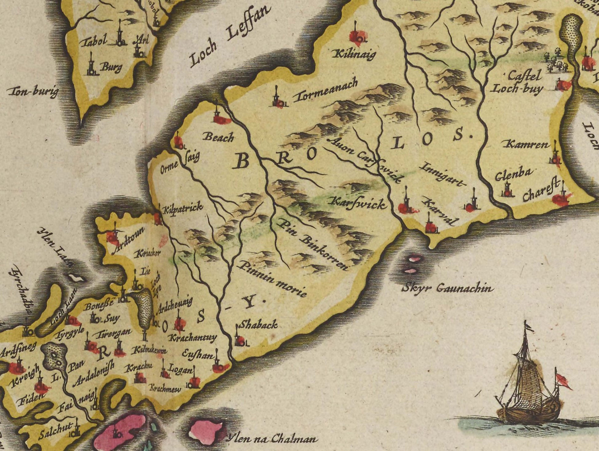 Old Isle of Mull Map | Mvla Insvla | Old Antique Map | 1665 | Blaeu Map | Tobermory, Kilchoan, Kintyre, Craignure, Calgary, Salen