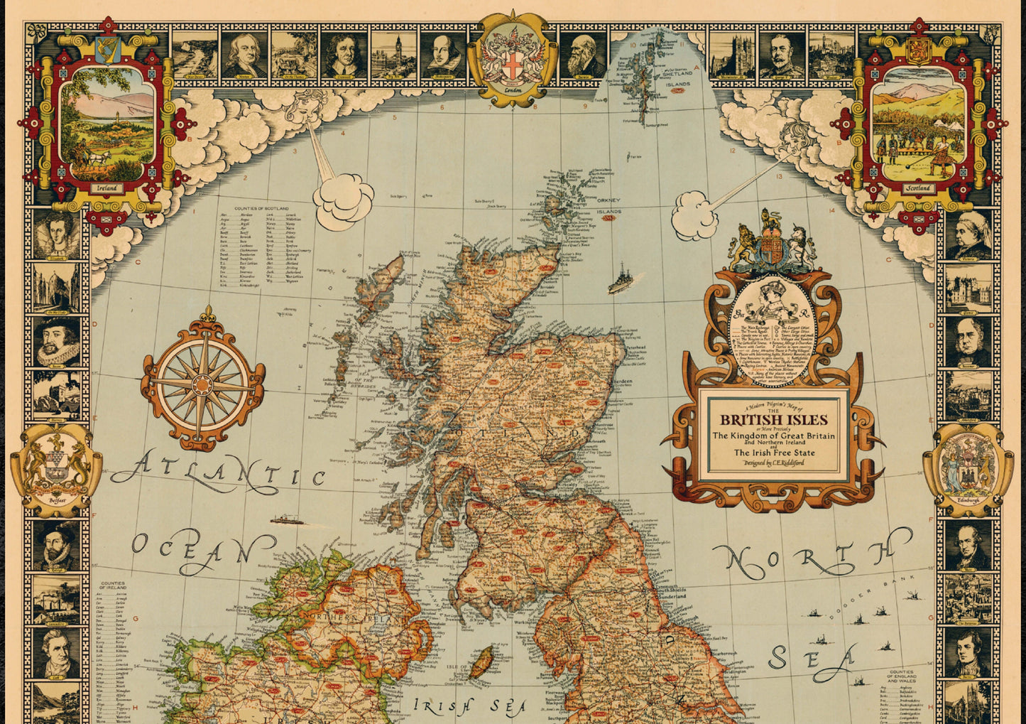Story Map of United Kingdom Great Britain vintage map | Vintage Poster Wall Art Print |Antique maps | Ancient Britain | Vintage Maps