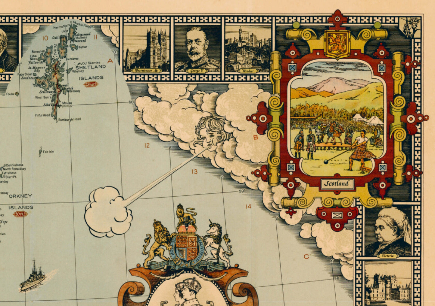 Story Map of United Kingdom Great Britain vintage map | Vintage Poster Wall Art Print |Antique maps | Ancient Britain | Vintage Maps