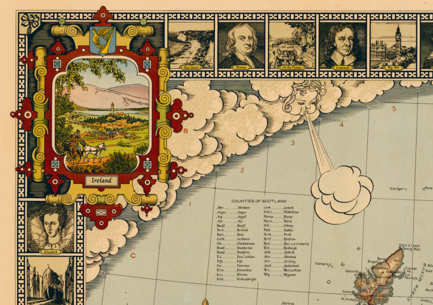 Story Map of United Kingdom Great Britain vintage map | Vintage Poster Wall Art Print |Antique maps | Ancient Britain | Vintage Maps