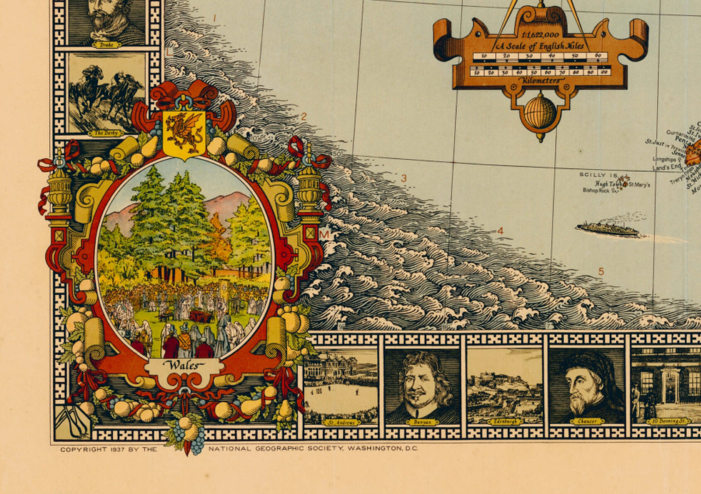 Story Map of United Kingdom Great Britain vintage map | Vintage Poster Wall Art Print |Antique maps | Ancient Britain | Vintage Maps