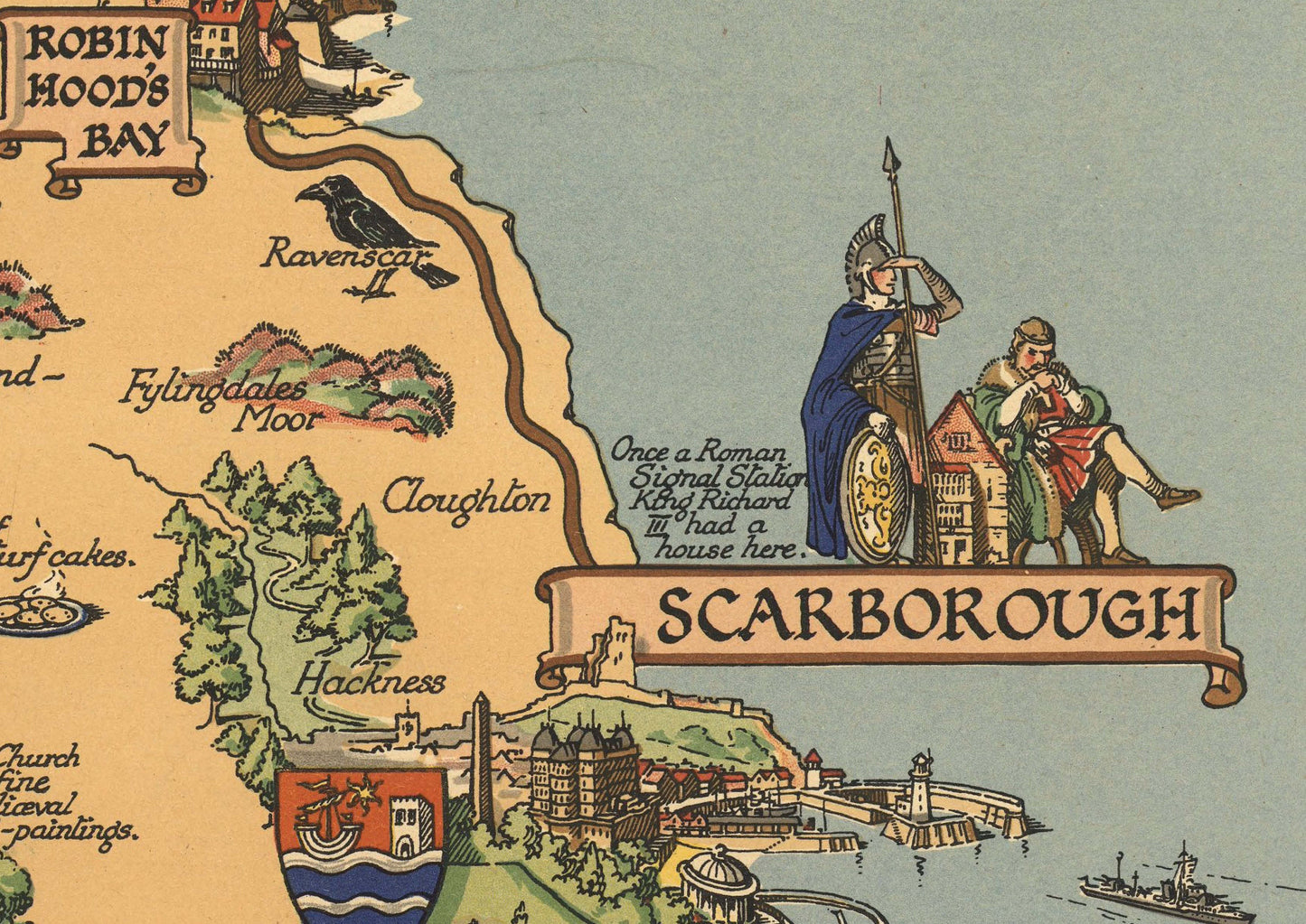 Old Map of Yorkshire | Vintage England | British Map | Pictorial Map | Interesting Maps | York | Hull | Bridlington | Scarborough | Beverley