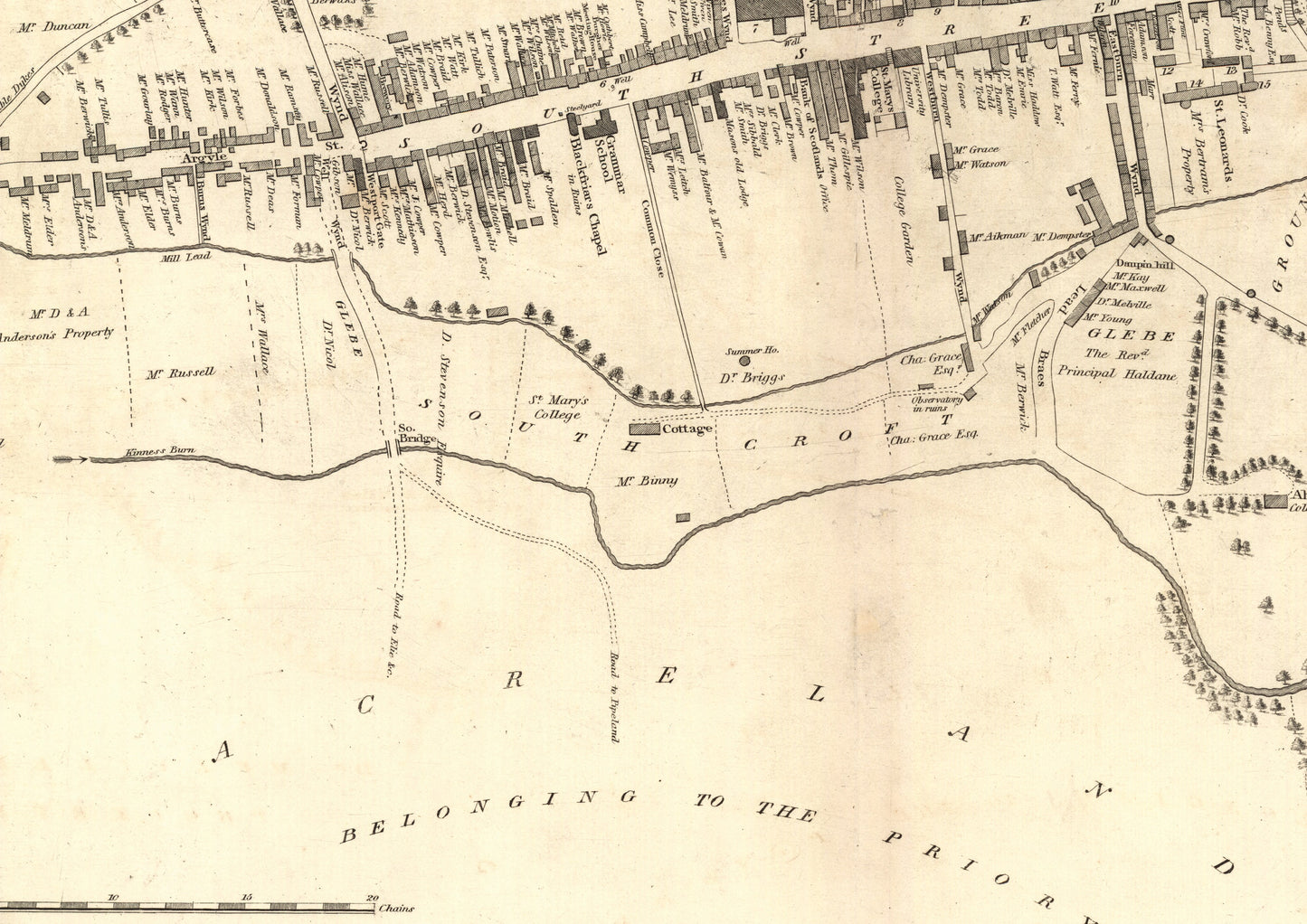 Old Map of St. Andrews | Ancient Scottish Map | Fine Art Print | Antique town survey by John Wood, St Andrews University, from 1820