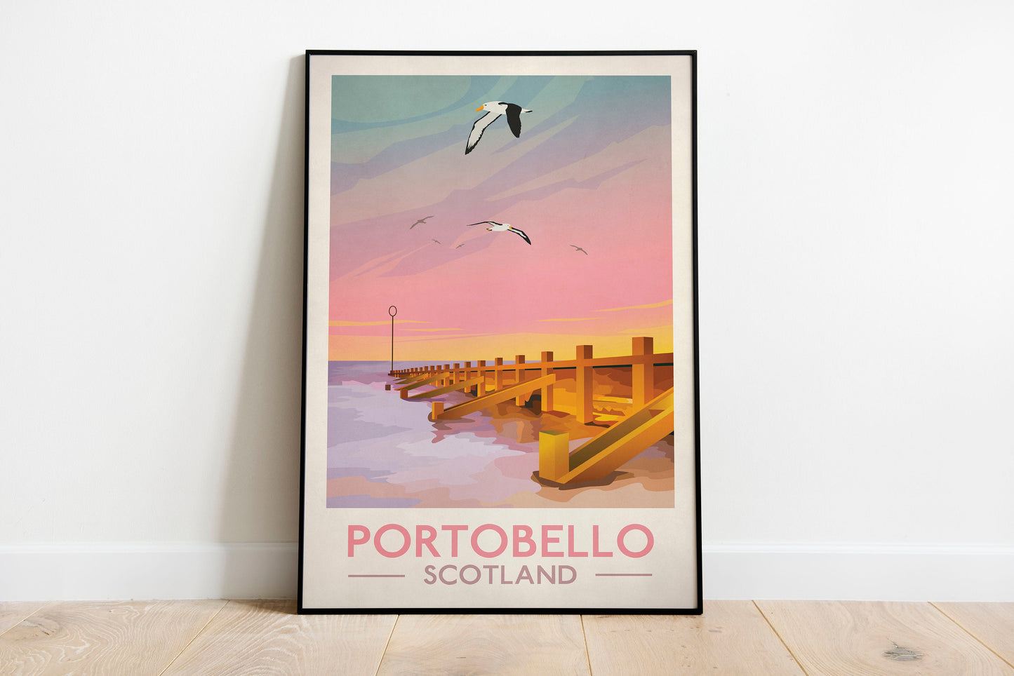 Portobello Poster, Vintage looking Portobello illustration, Edinburgh Print, Scottish Art, Scottish Gifts, Vintage Scotland