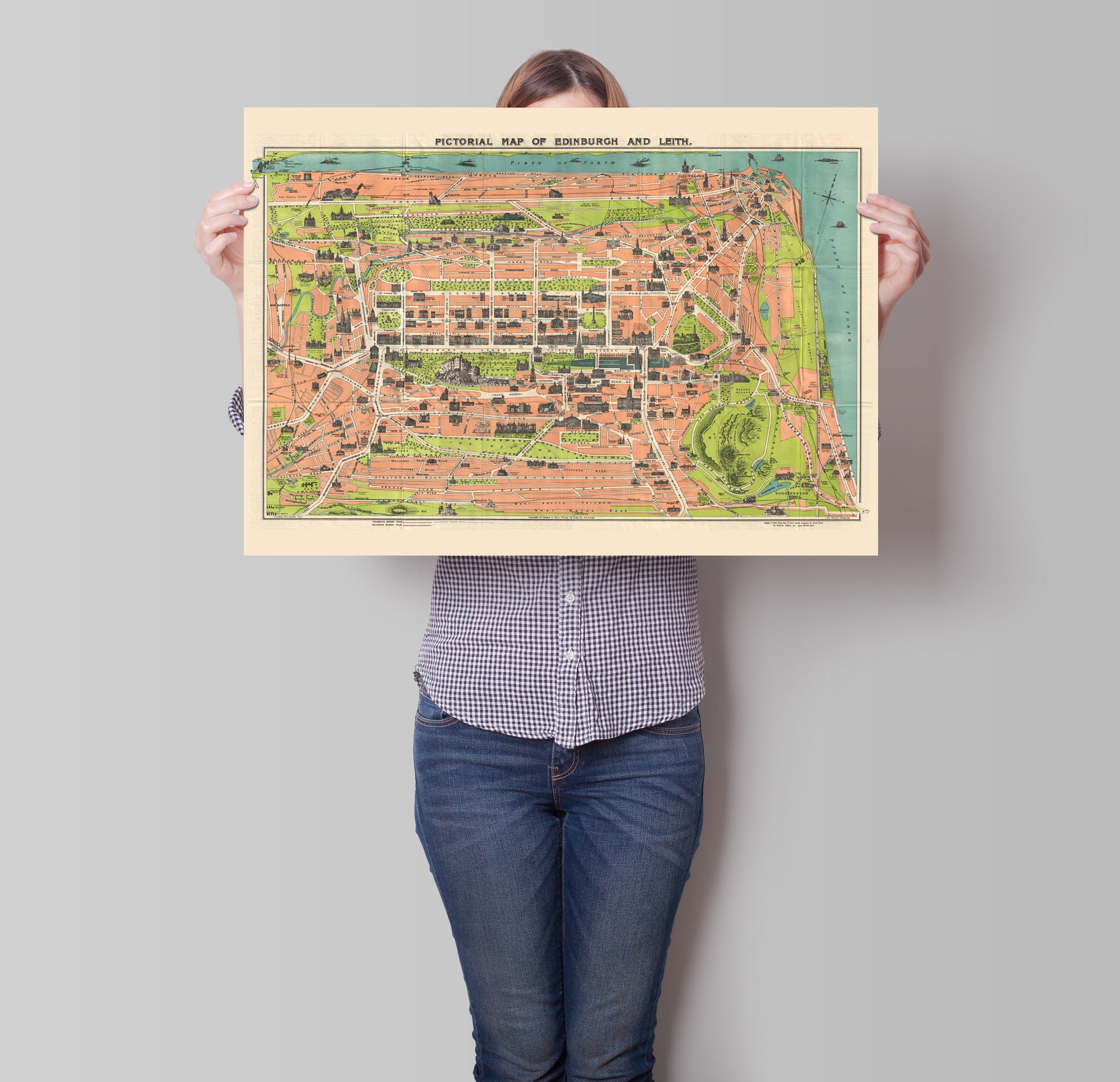 Edinburgh and Leith Vintage Map, Pictorial Map of Scotland's Capital - Wall Art, Scottish Gifts, Old Edinburgh