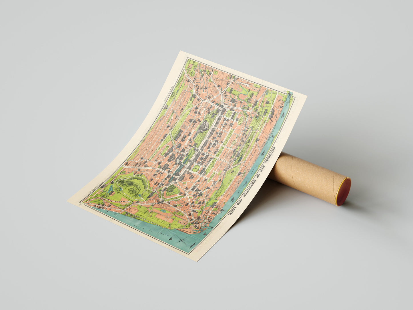 Edinburgh and Leith Vintage Map, Pictorial Map of Scotland's Capital - Wall Art, Scottish Gifts, Old Edinburgh