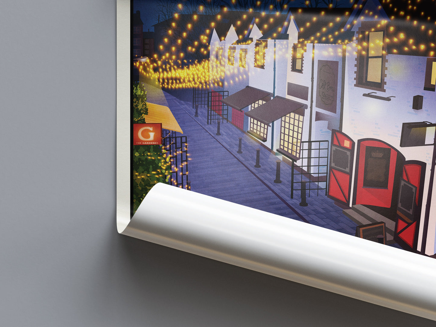 Ashton Lane Poster, Glasgow West End street illustration, Glasgow Print, Scottish Art, Scottish