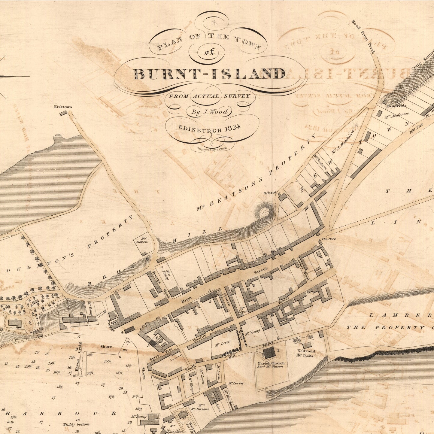Burntisland Vintage Map | Old Map of Burnt Island | Wall Art Print | Antique maps | Ancient Scotland | Burntisland History