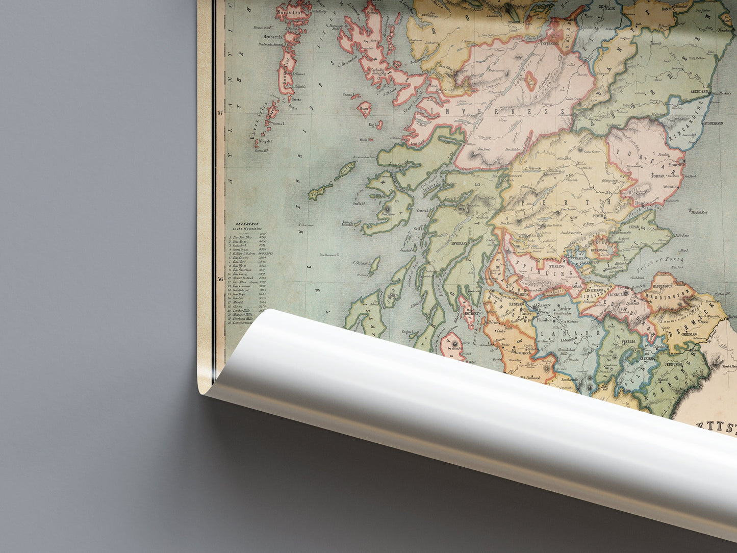Historic Scottish Map | 1852 | antique wall art | home decor | Scottish Gift l Art Print |Antique maps | Ancient Britain | Vintage Maps