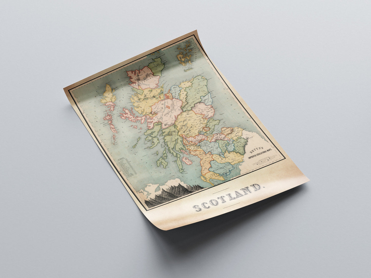 Historic Scottish Map | 1852 | antique wall art | home decor | Scottish Gift l Art Print |Antique maps | Ancient Britain | Vintage Maps