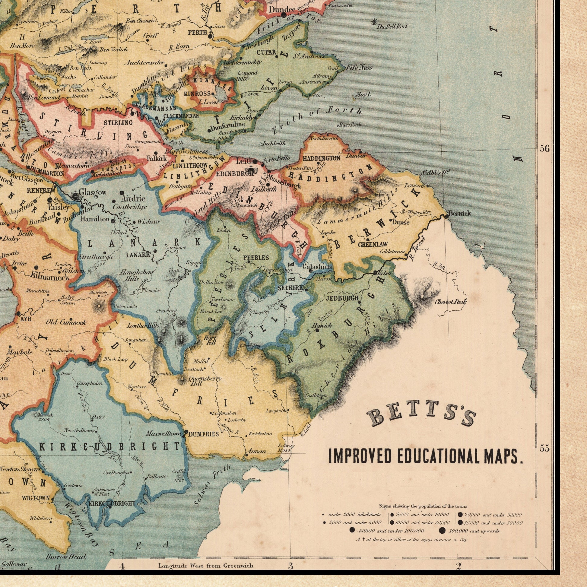 Historic Scottish Map | 1852 | antique wall art | home decor | Scottish Gift l Art Print |Antique maps | Ancient Britain | Vintage Maps