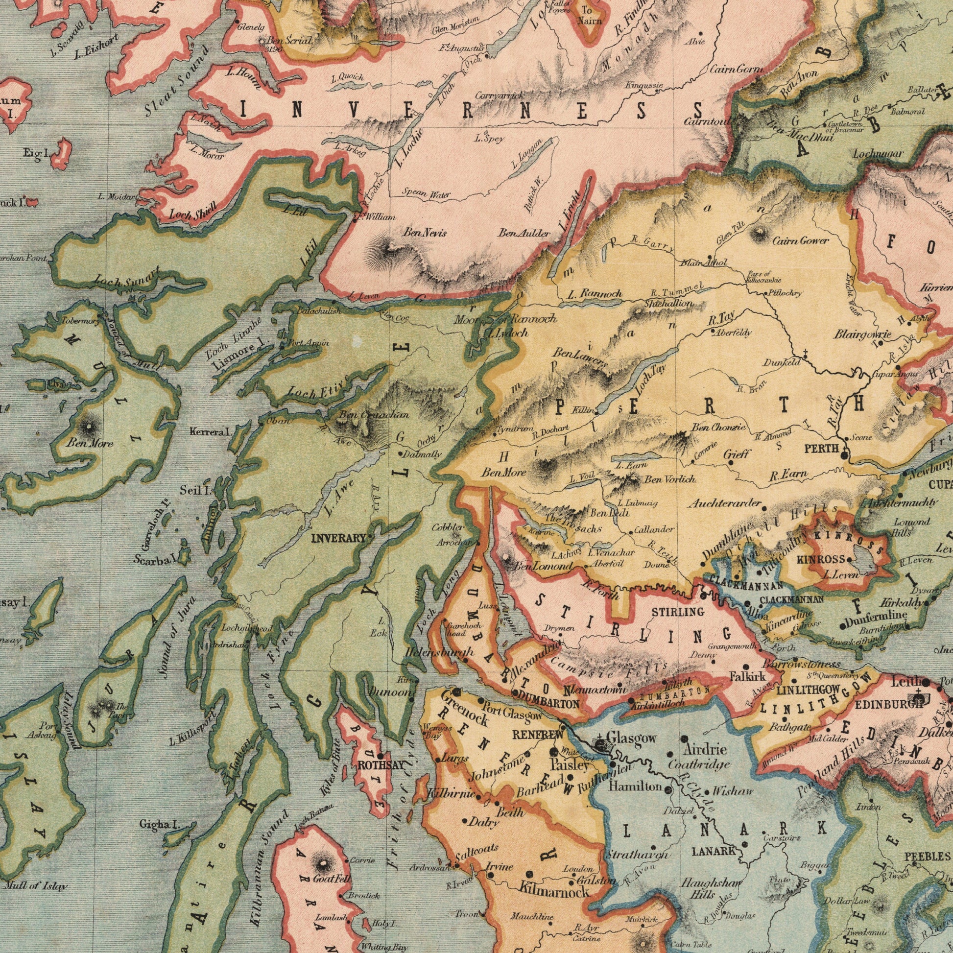 Historic Scottish Map | 1852 | antique wall art | home decor | Scottish Gift l Art Print |Antique maps | Ancient Britain | Vintage Maps