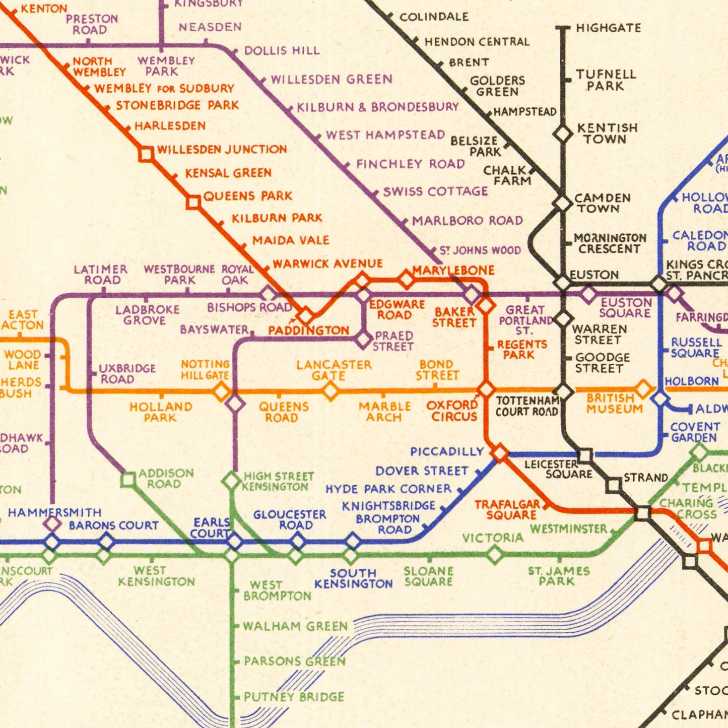 London Subway Underground Poster | Harry Beck's Tube map | Vintage London Print | 1933 | Antique British Map | Retro Subway Map
