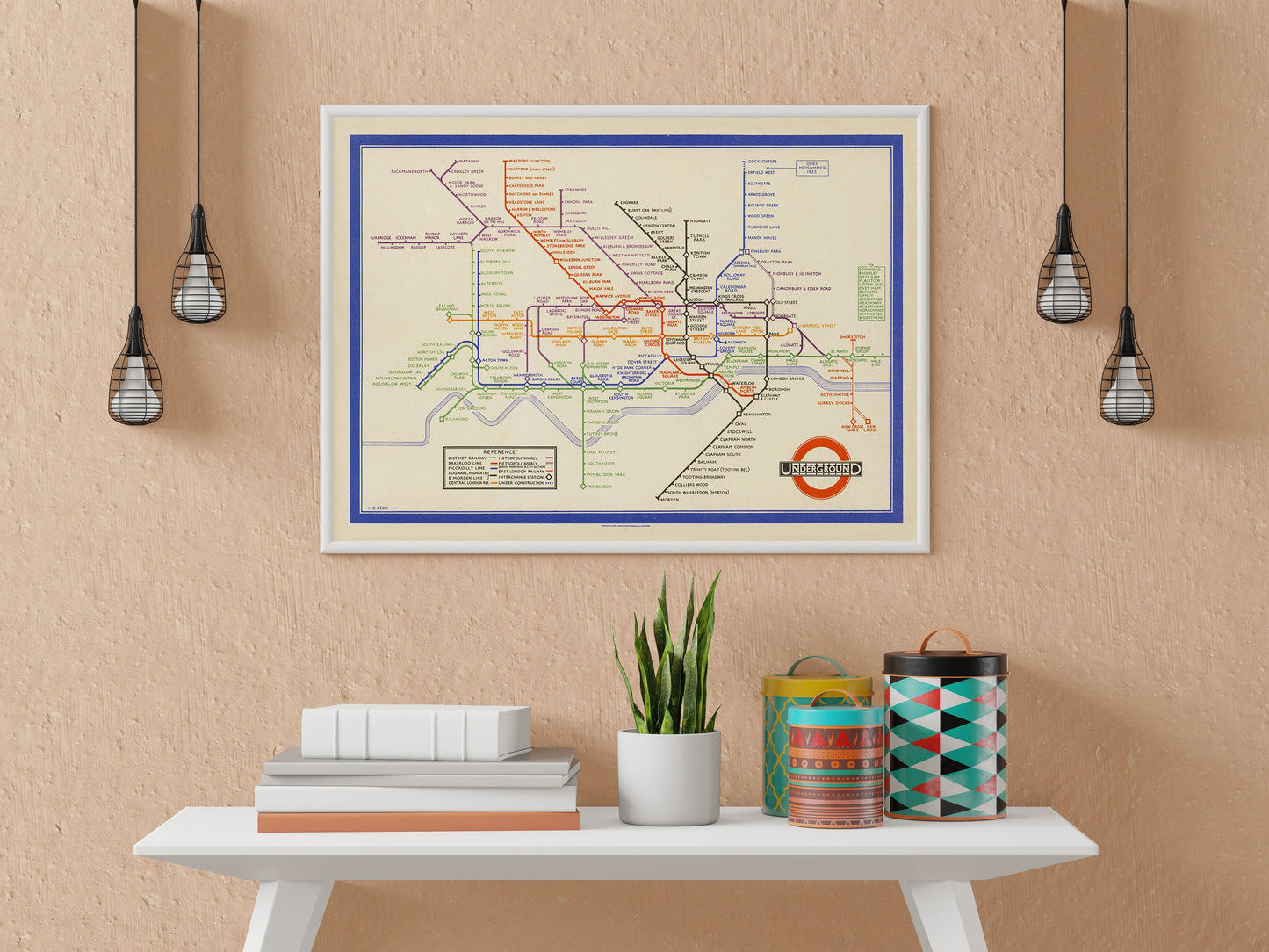 London Subway Underground Poster | Harry Beck's Tube map | Vintage London Print | 1933 | Antique British Map | Retro Subway Map