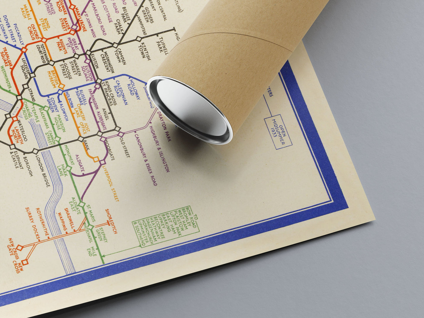London Subway Underground Poster | Harry Beck's Tube map | Vintage London Print | 1933 | Antique British Map | Retro Subway Map