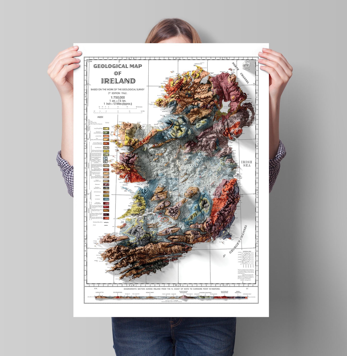 Ireland Geological Map - Ireland Relief Map, Ireland Topo Map, Dublin, Limerick, Ulster, Connaught, Munster,Leinster