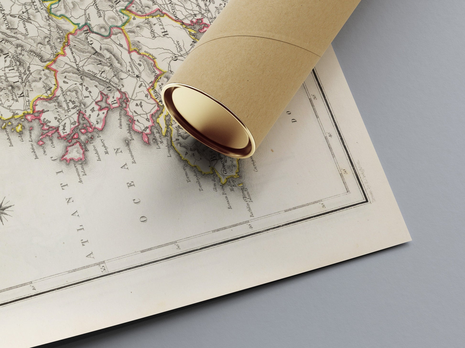 Donegal Map, Old Vintage Irish Print, Donegal County - Banagh - Tirhugh - Boylagh - Kilmacrenan - Inishowen - Ardara - Irish Poster