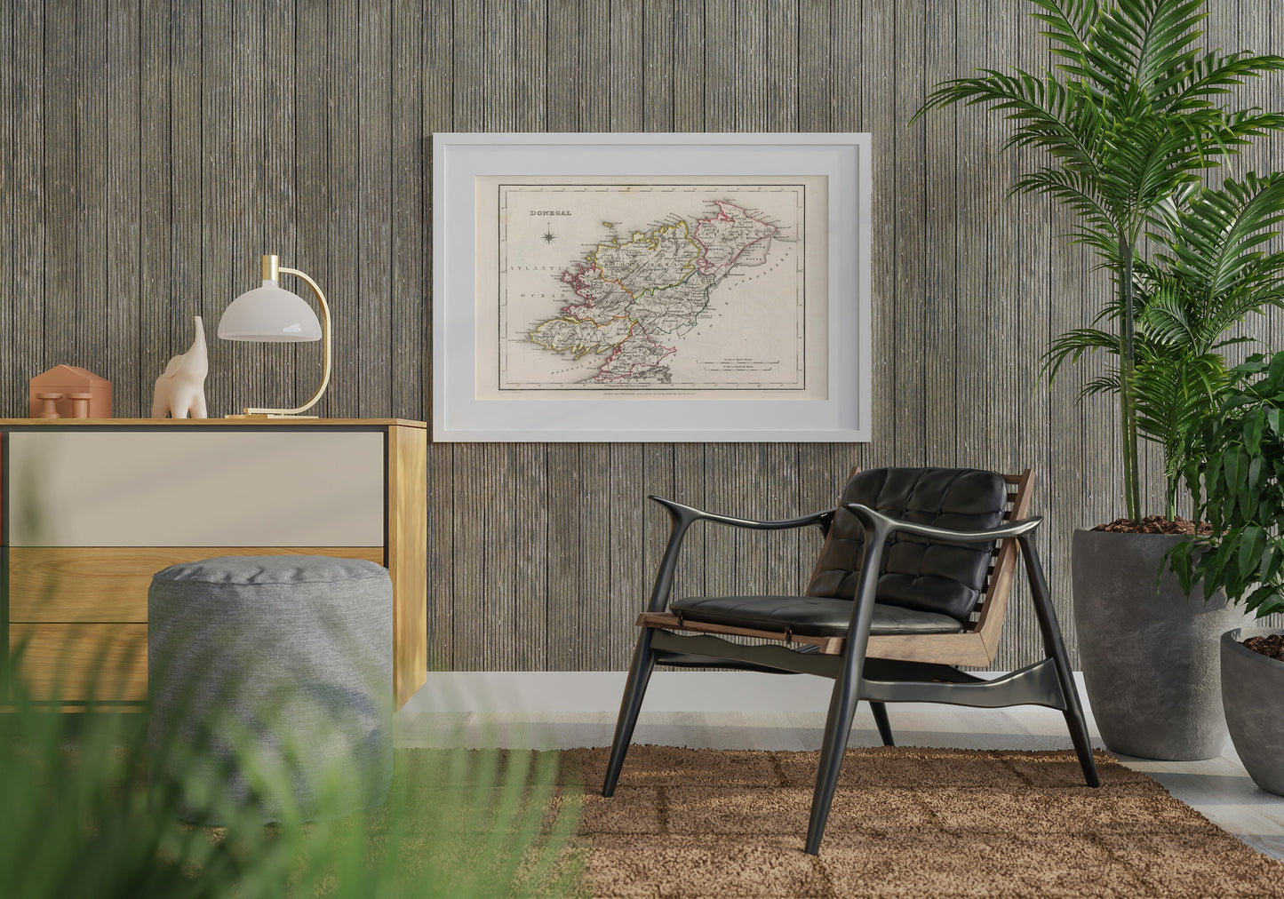 Donegal Map, Old Vintage Irish Print, Donegal County - Banagh - Tirhugh - Boylagh - Kilmacrenan - Inishowen - Ardara - Irish Poster