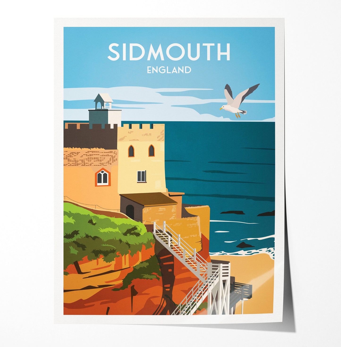 Sidmouth Travel Poster - England - A4, A3, A2, A1