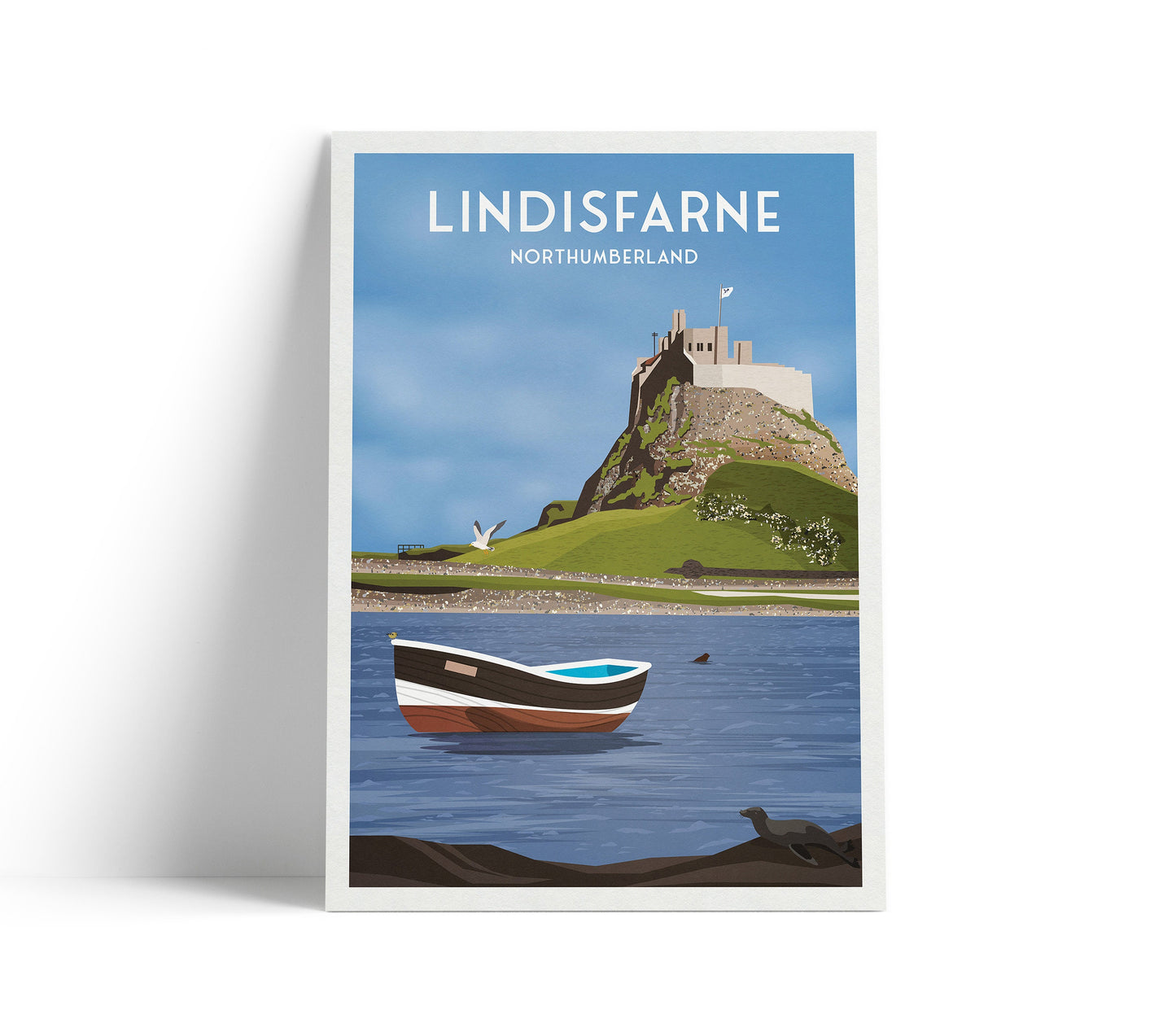 Lindisfarne Print - Holy Island - Northumberland Travel Poster - Lindisfarne Castle