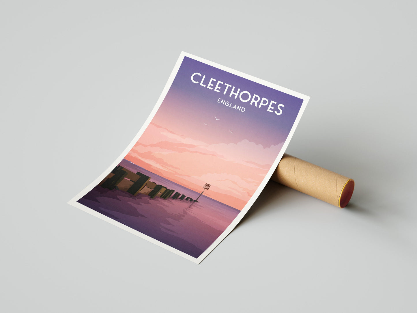 Cleethorpes Beach Print - England Travel Poster - North East Lincolnshire - Coastal Wall Art - A3, A2, A1 Sizes