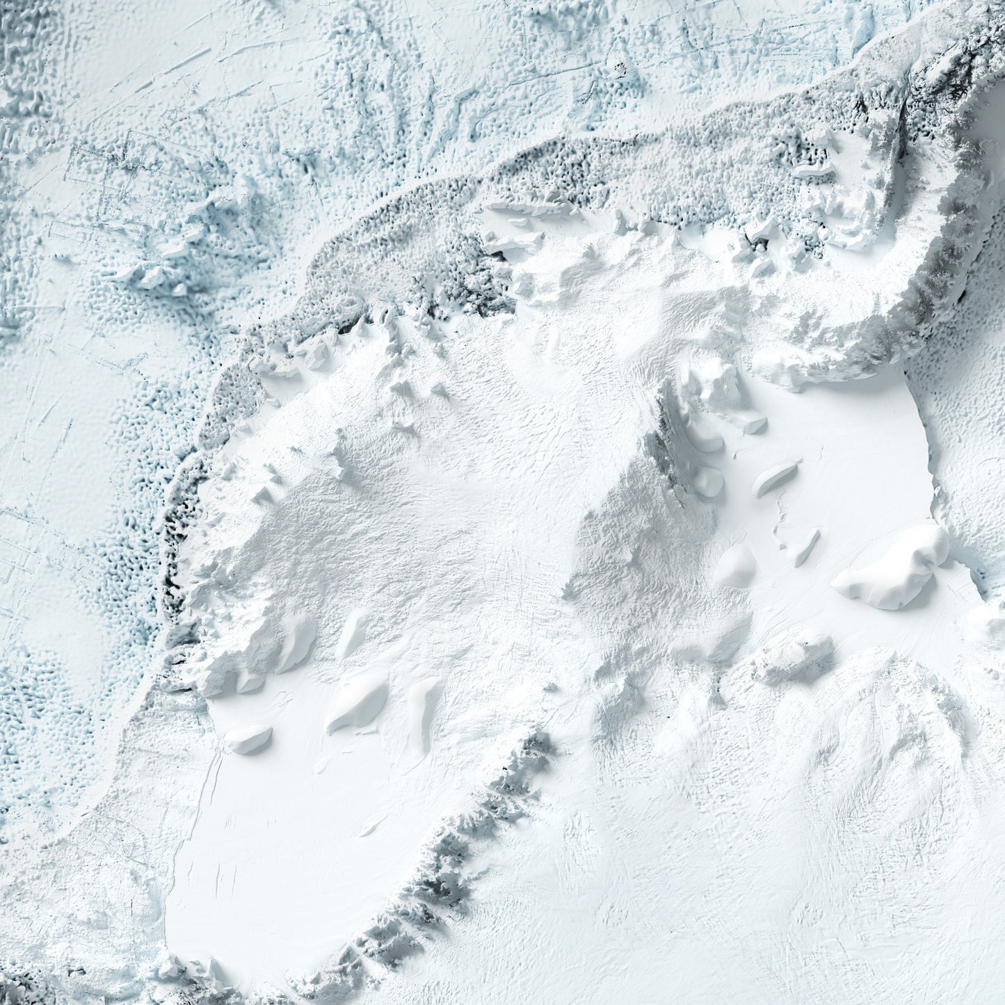 Antarctica Art Relief Map - 2D Bathymetric Print - South Pole Geology - 2D Shaded Relief Map
