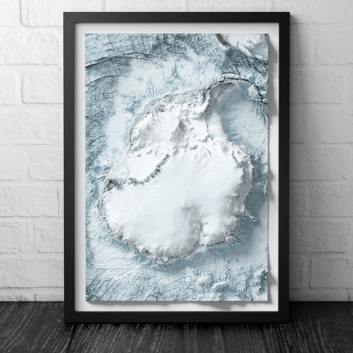 Antarctica Art Relief Map - 2D Bathymetric Print - South Pole Geology - 2D Shaded Relief Map