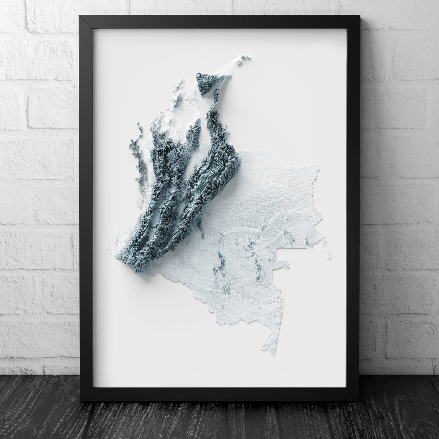 Artistic Relief Map of Colombia - Unique 2D Wall Decor - Colombian Geology - 2D Shaded Relief Map