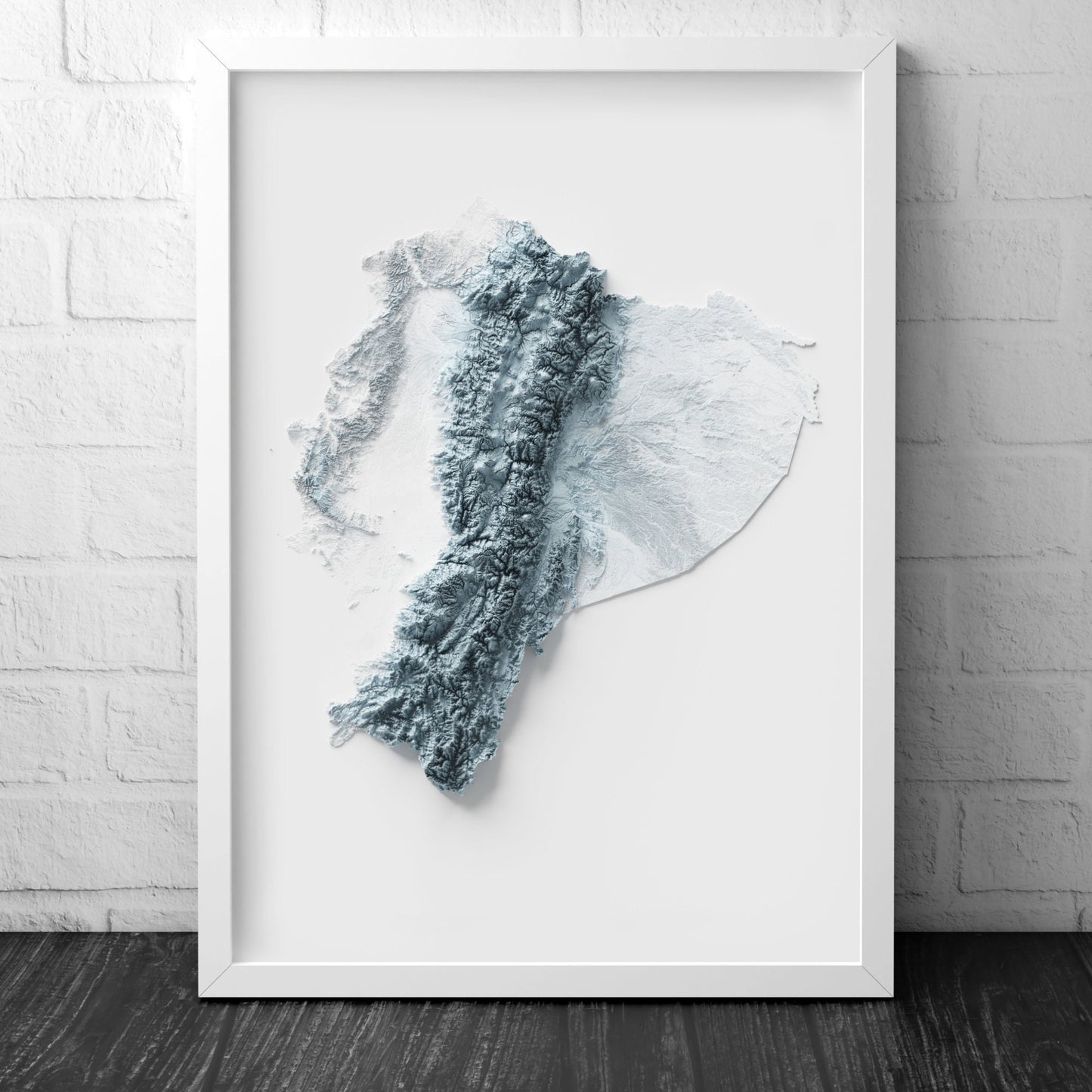 Ecuador Artistic Relief Map - Unique 2D Wall Decor - Ecuadorian Geology - 2D Shaded Relief Map