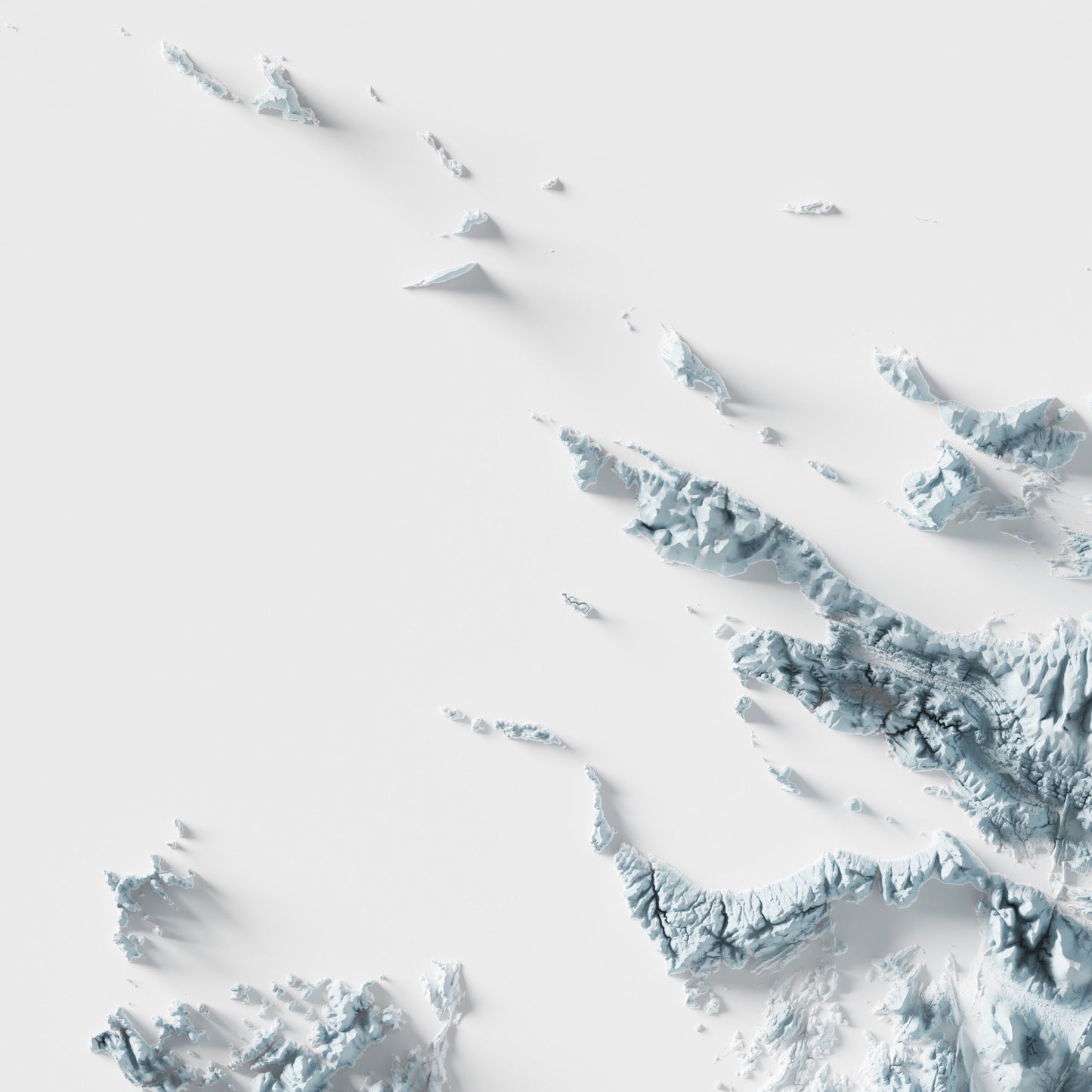 Falkland Islands Artistic Relief Map - Unique 2D Wall Decor - Geology - 2D Shaded Relief Map