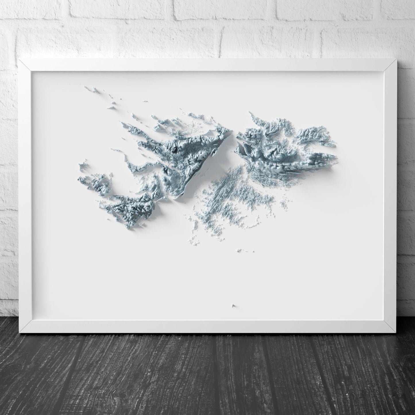 Falkland Islands Artistic Relief Map - Unique 2D Wall Decor - Geology - 2D Shaded Relief Map