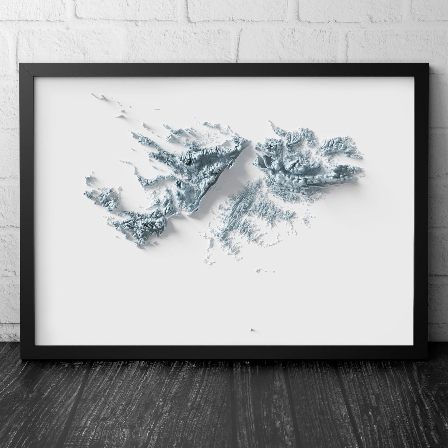 Falkland Islands Artistic Relief Map - Unique 2D Wall Decor - Geology - 2D Shaded Relief Map