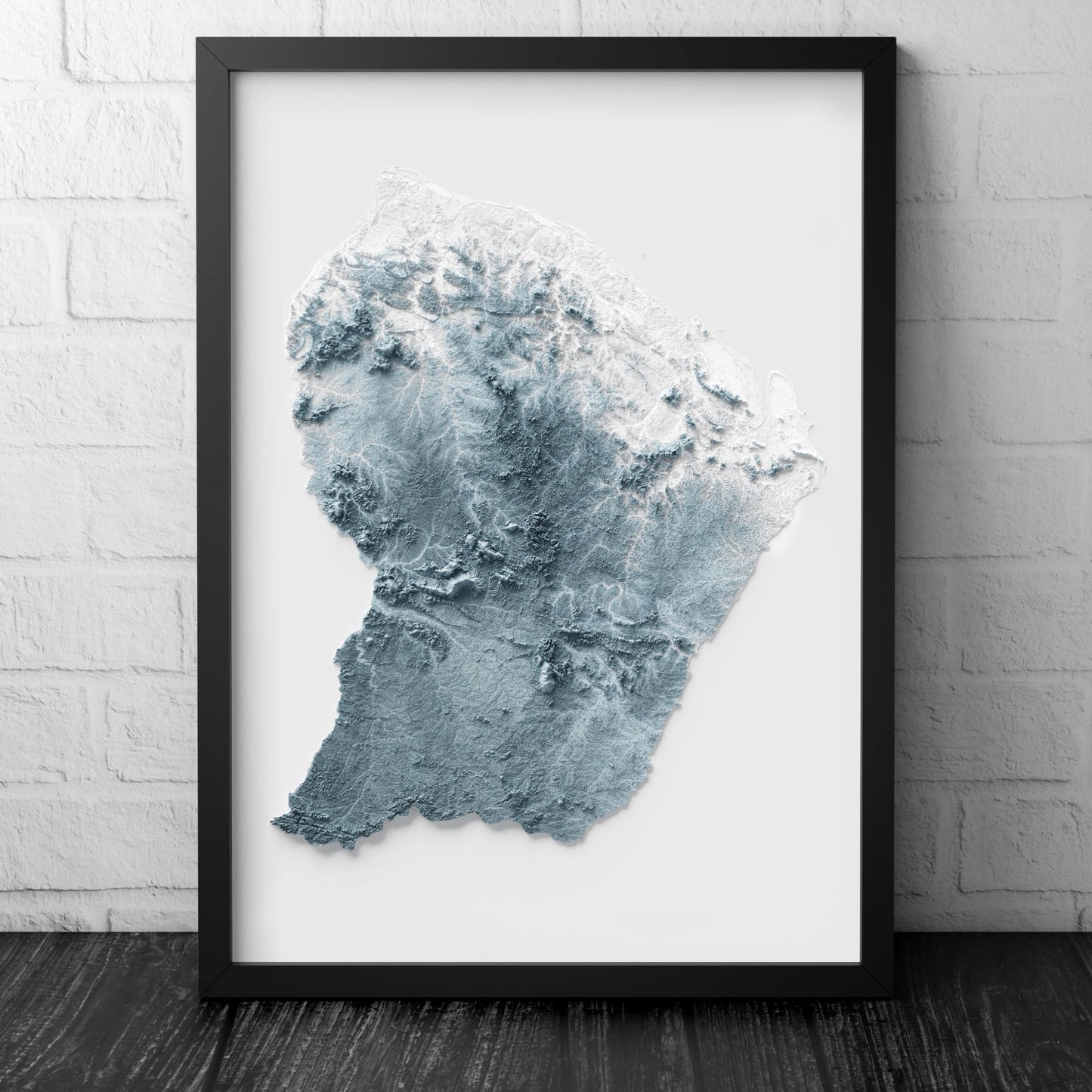 French Guiana Artistic Relief Map - Unique 2D Wall Decor - Geology - 2D Shaded Relief Map