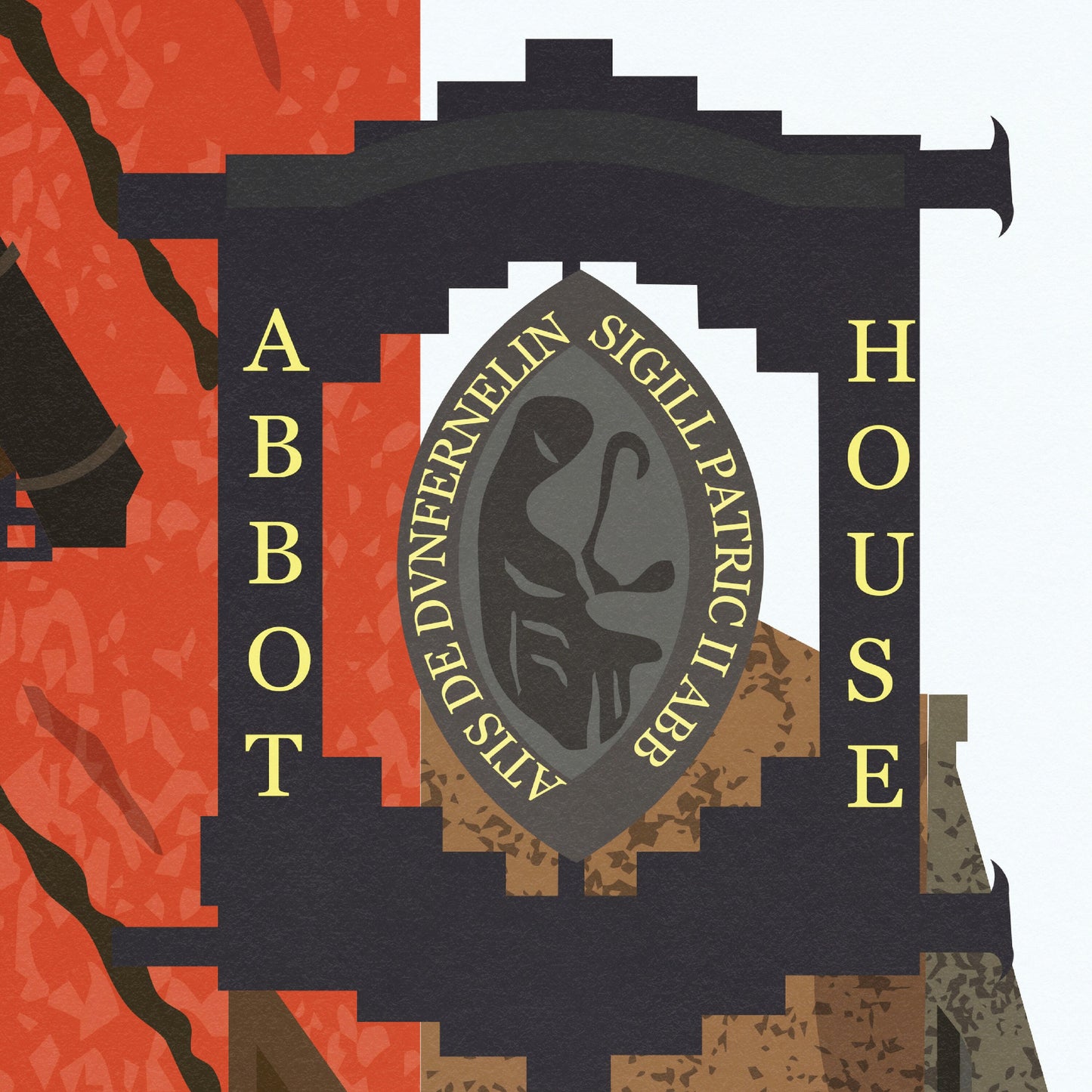 Dunfermline Print - Travel Poster - Abbot House - Heritage Centre, Dunfermline Abbey, Fife, Scotland, UK