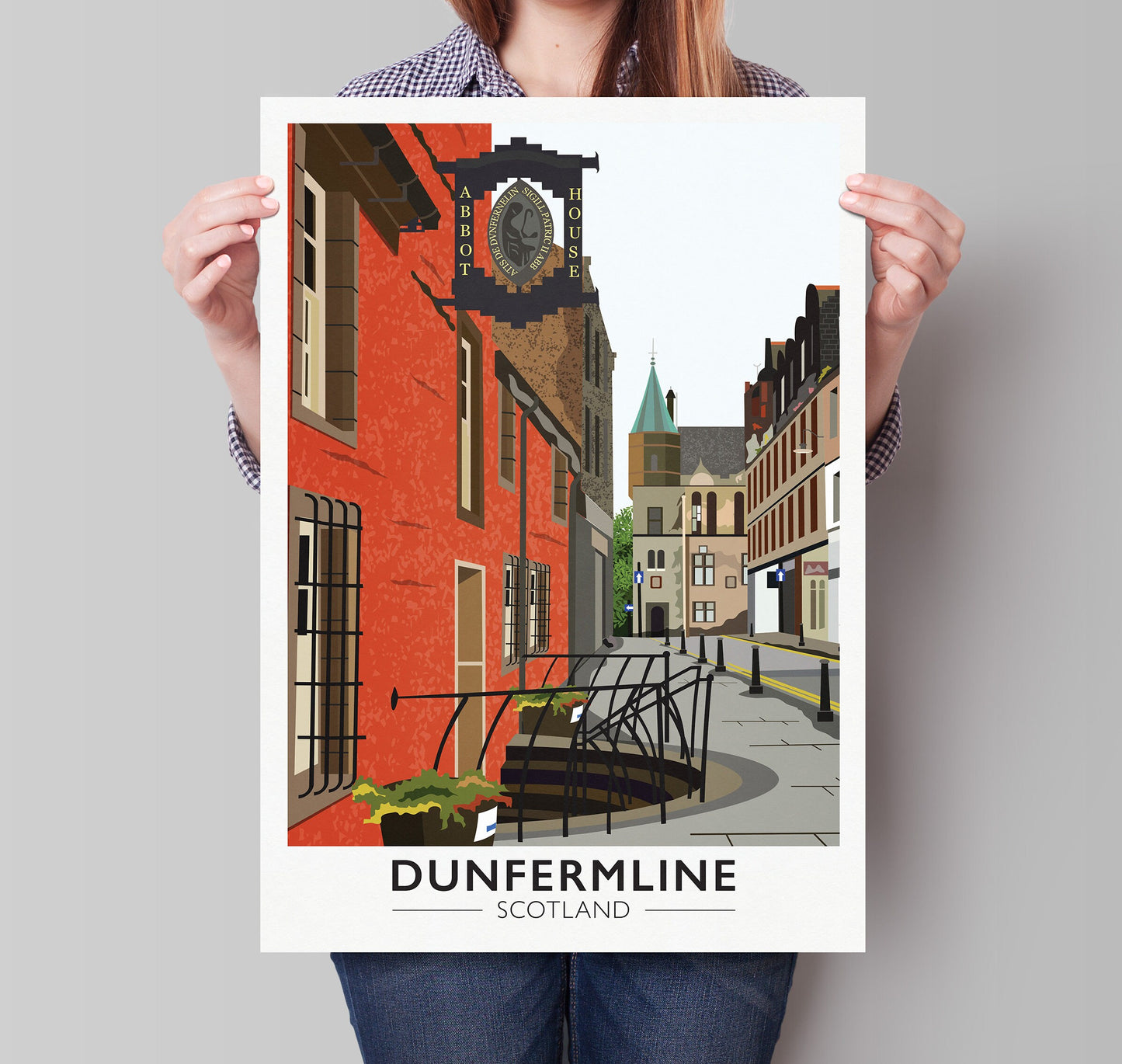 Dunfermline Print - Travel Poster - Abbot House - Heritage Centre, Dunfermline Abbey, Fife, Scotland, UK