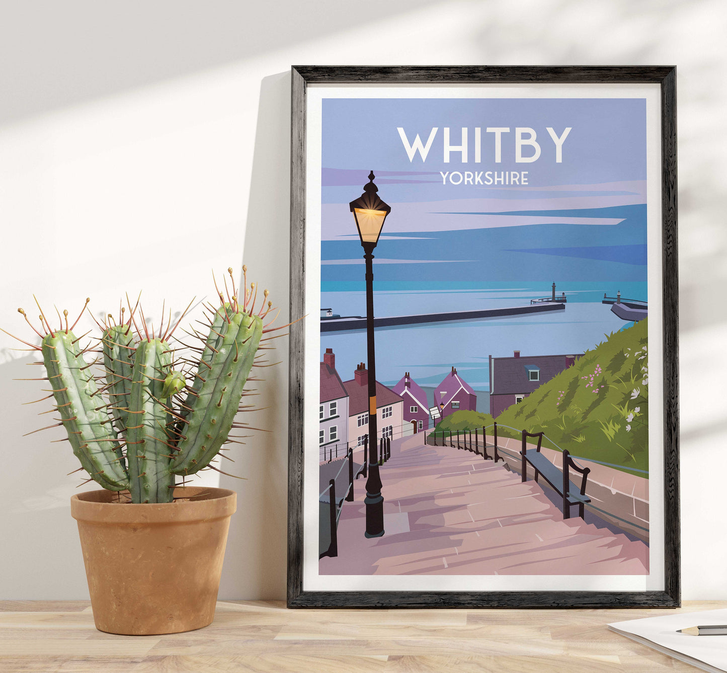 Whitby Travel Poster | 199 steps | Whitby harbour | North Yorkshire Wall Art | Home Decor Artwork | Wedding gift | Birthday Present