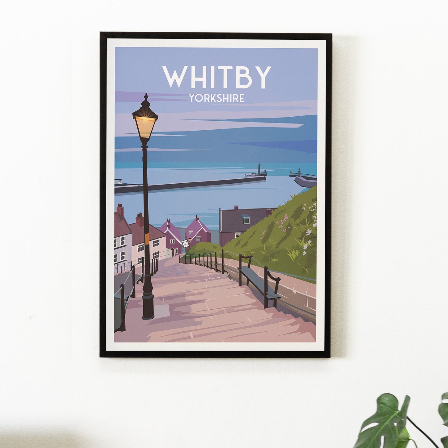 Whitby Travel Poster | 199 steps | Whitby harbour | North Yorkshire Wall Art | Home Decor Artwork | Wedding gift | Birthday Present