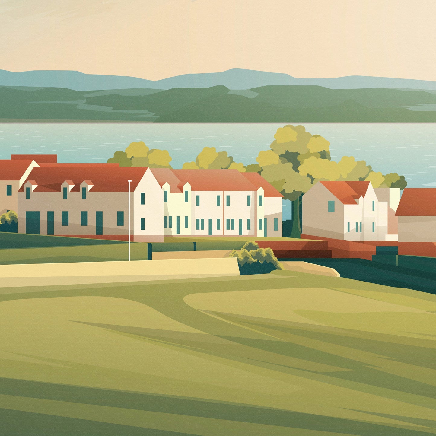 Bo'Ness Print, Scotland Travel Poster, Borrowstounness Illustration, Wall Decor, Firth of Forth, Lothian