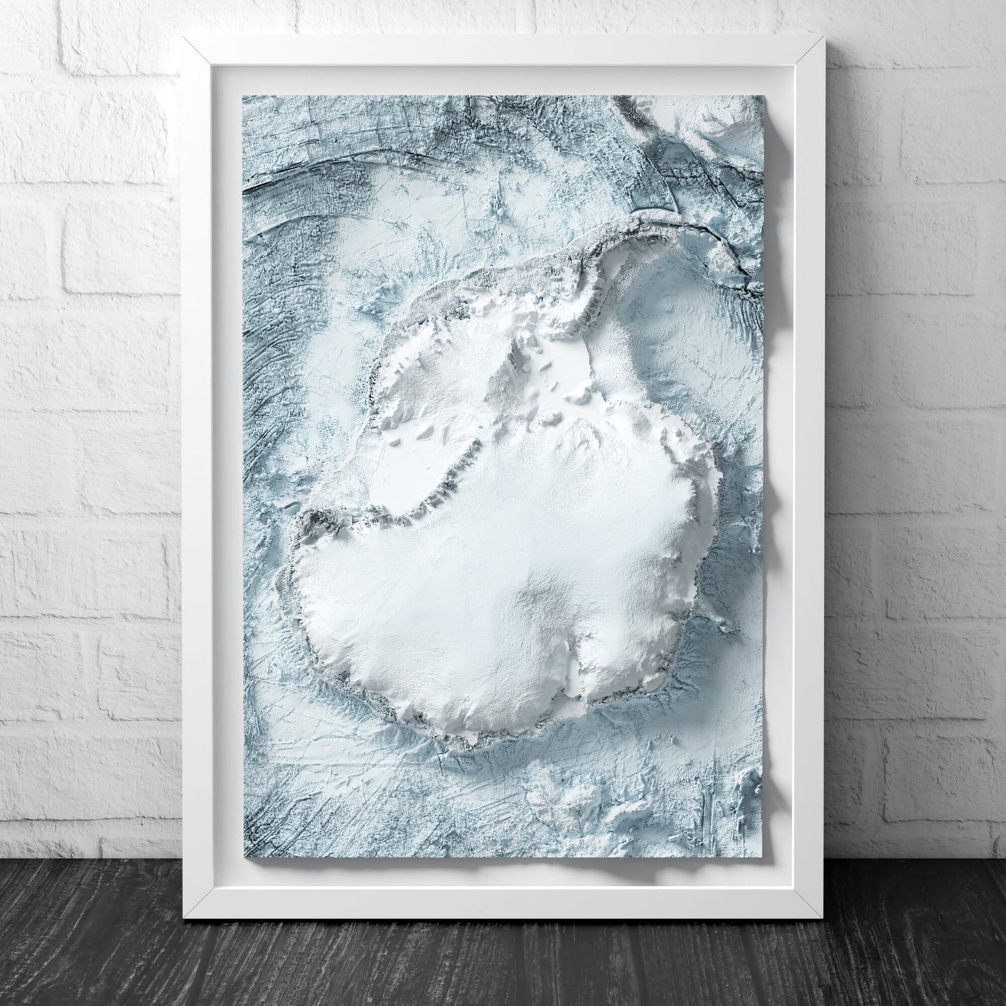 Antarctica Art Relief Map - 2D Bathymetric Print - South Pole Geology - 2D Shaded Relief Map