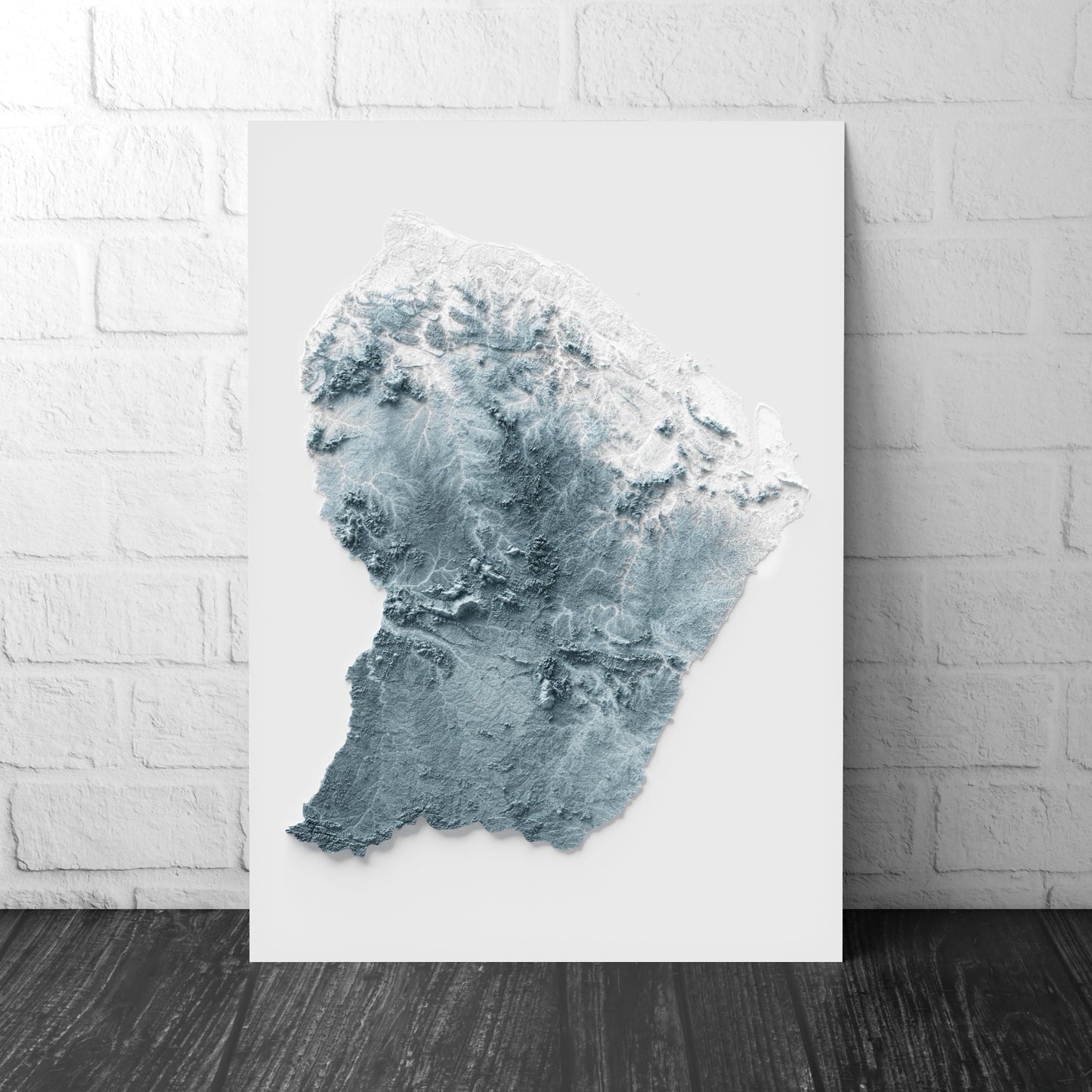 French Guiana Artistic Relief Map - Unique 2D Wall Decor - Geology - 2D Shaded Relief Map