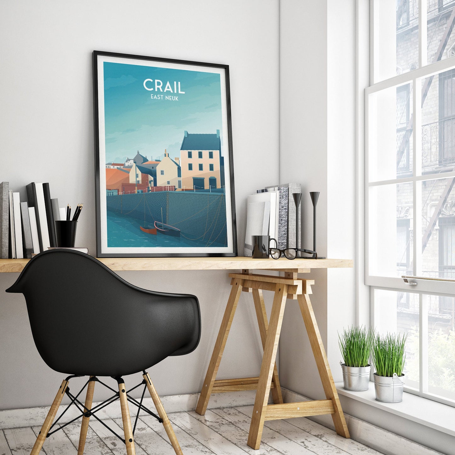 Crail Print - Crail Harbour Travel Poster - Historic Village - Fife Print - Scottish Wall Art - Historical Scottish Town - East Neuk