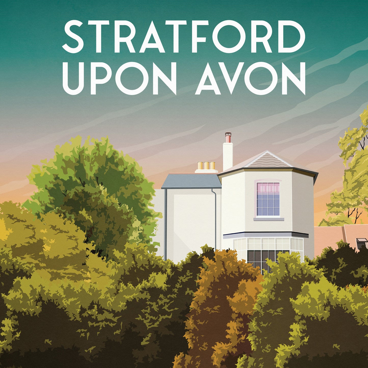 Stratford Upon Avon Print | Canal | Narrowboat | England | Travel Poster