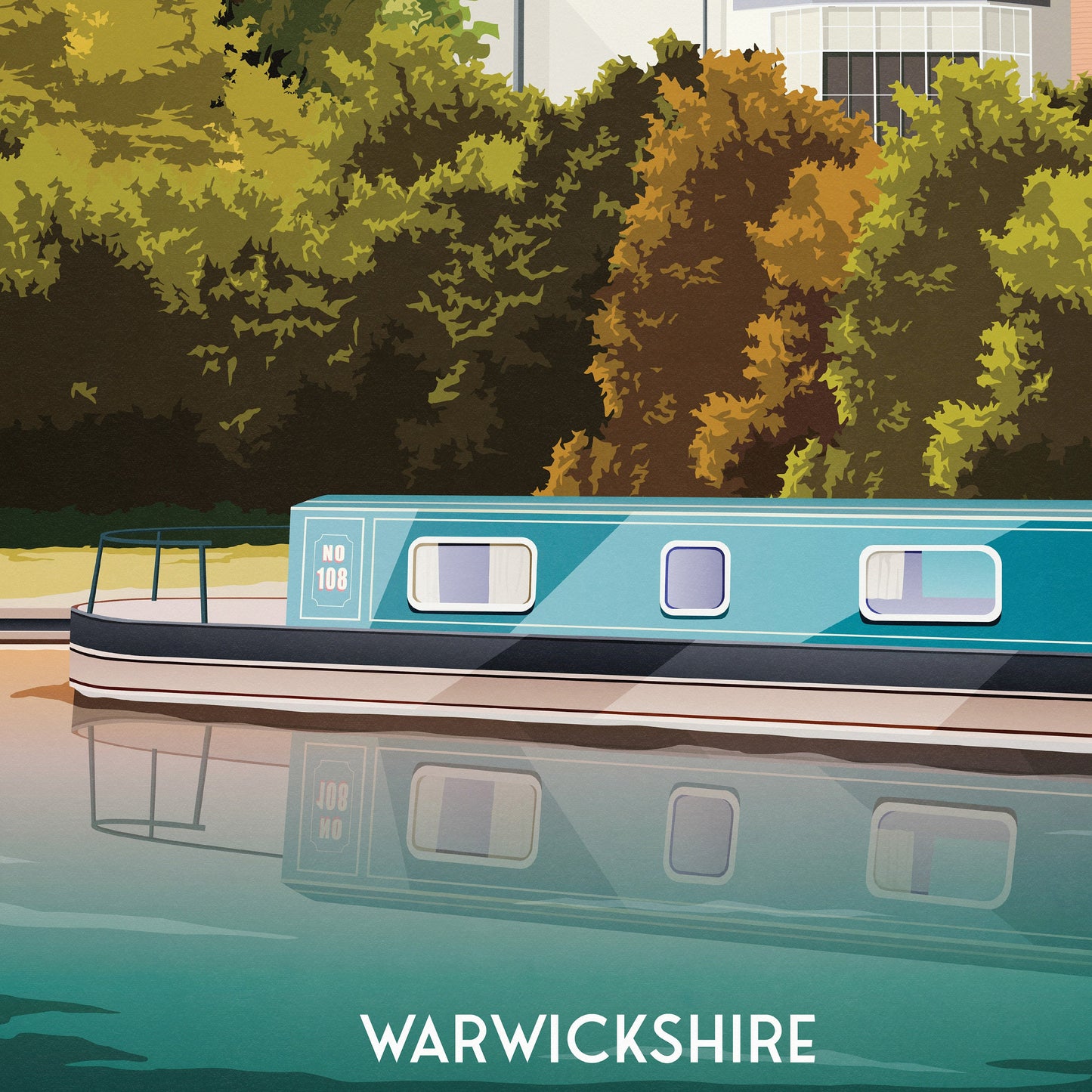 Stratford Upon Avon Print | Canal | Narrowboat | England | Travel Poster