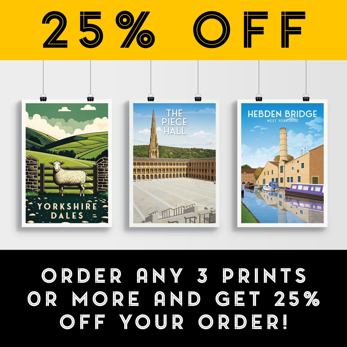 The Piece Hall Print - Travel Poster - Halifax - West Yorkshire - England Wall Art