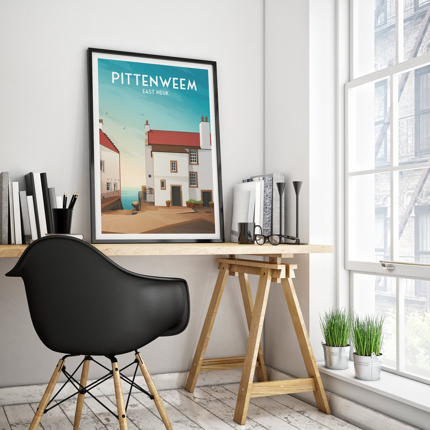 Pittenweem Poster, Fife Travel Poster, Fife East Neuk Wall Art Print, Scottish Gift, Picturesque Houses