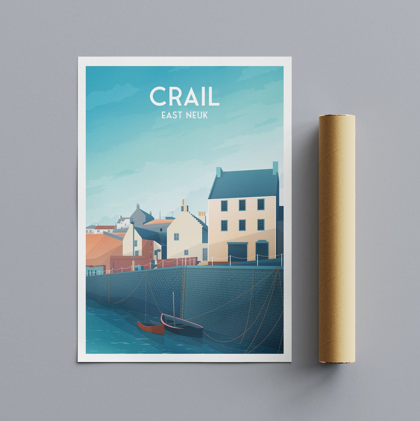 Crail Print - Crail Harbour Travel Poster - Historic Village - Fife Print - Scottish Wall Art - Historical Scottish Town - East Neuk