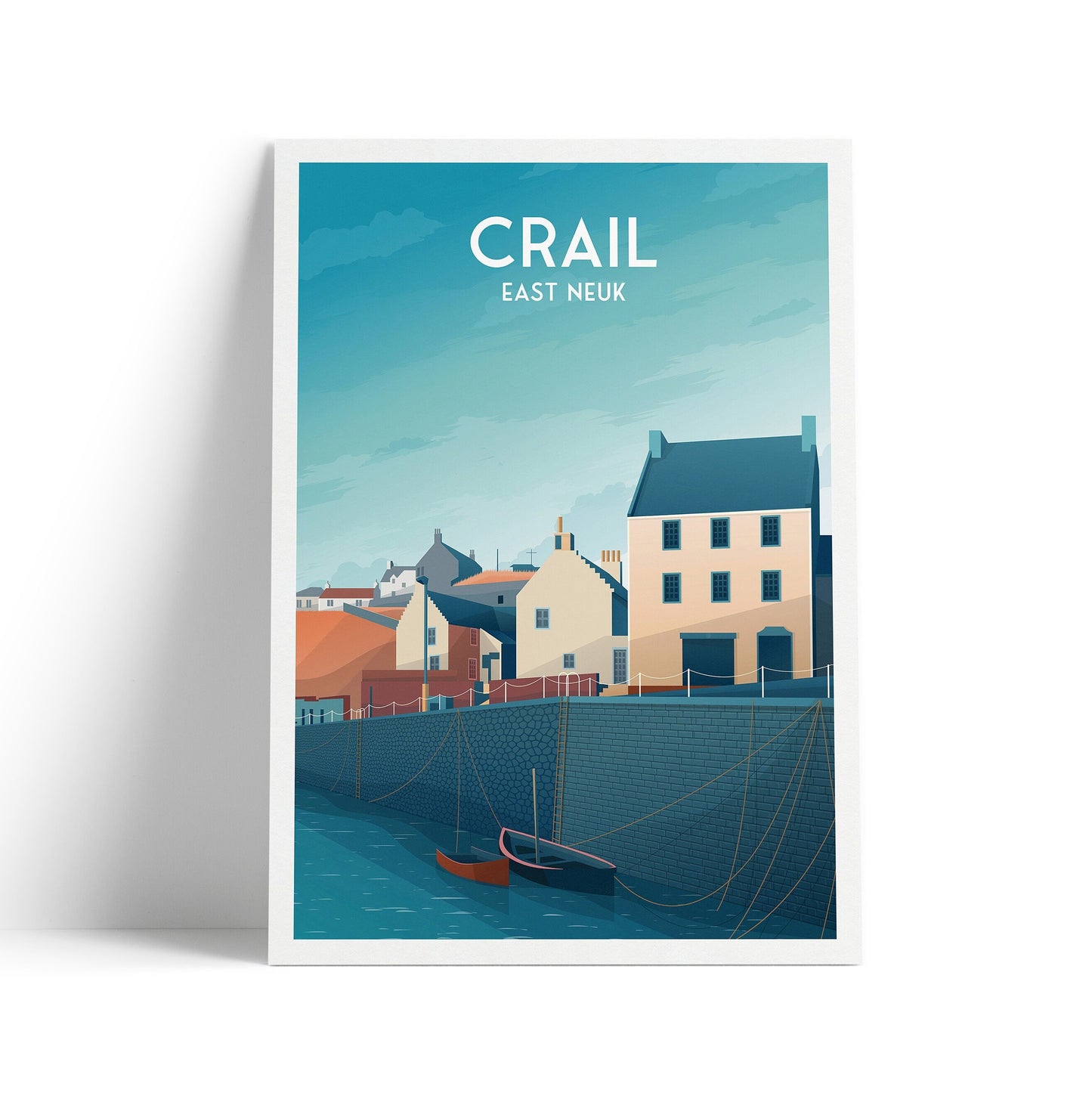 Crail Print - Crail Harbour Travel Poster - Historic Village - Fife Print - Scottish Wall Art - Historical Scottish Town - East Neuk