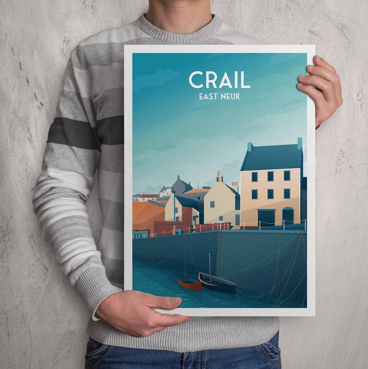 Crail Print - Crail Harbour Travel Poster - Historic Village - Fife Print - Scottish Wall Art - Historical Scottish Town - East Neuk